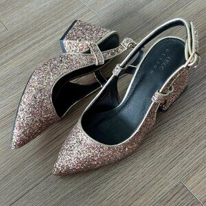 ASOS Sydney Slingback Mid Heels in Glitter